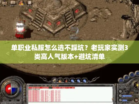 单职业私服怎么选不踩坑？老玩家实测3类高人气版本+避坑清单