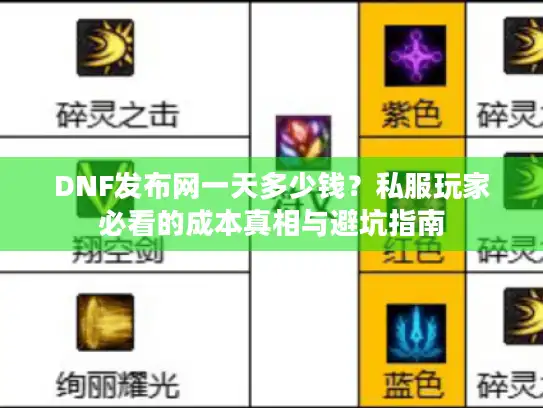 DNF发布网一天多少钱?私服玩家必看的成本真相与避坑指南 DNF发布网一天多少钱?私服玩家必看的成本真相与避坑指南