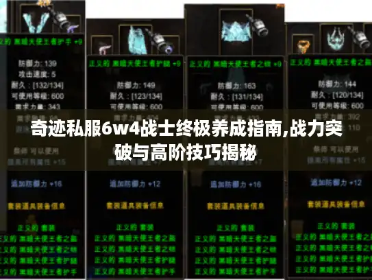 奇迹私服6w4战士终极养成指南,战力突破与高阶技巧揭秘