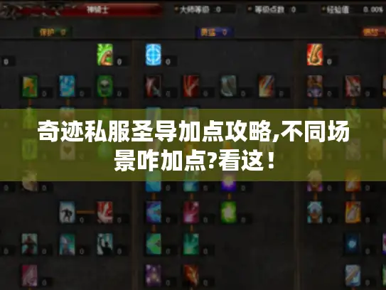 奇迹私服圣导加点攻略,不同场景咋加点?看这！