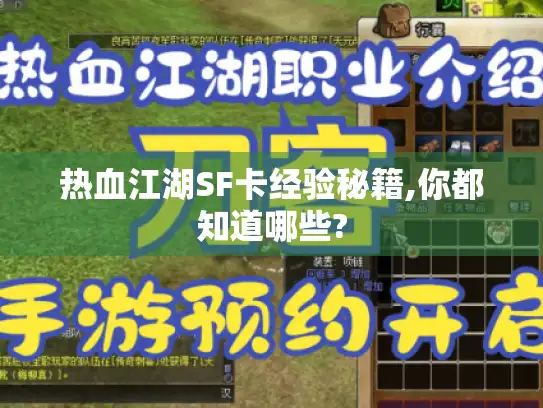 热血江湖SF卡经验秘籍,你都知道哪些?