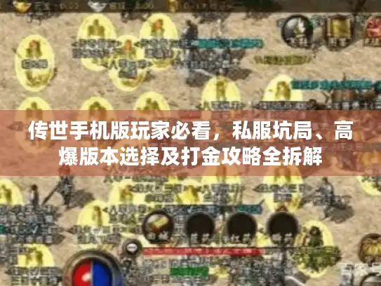 传世手机版玩家必看，私服坑局、高爆版本选择及打金攻略全拆解