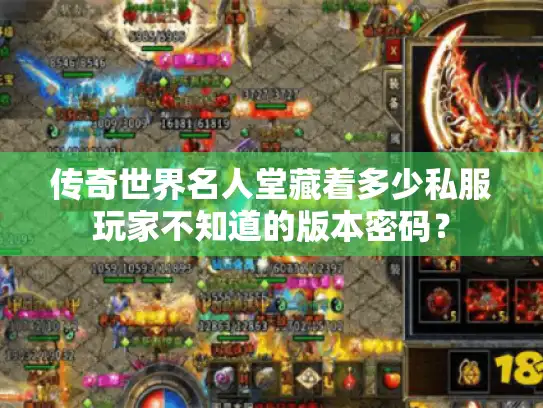 传奇世界名人堂藏着多少私服玩家不知道的版本密码? 传奇世界名人堂藏着多少私服玩家不知道的版本密码?
