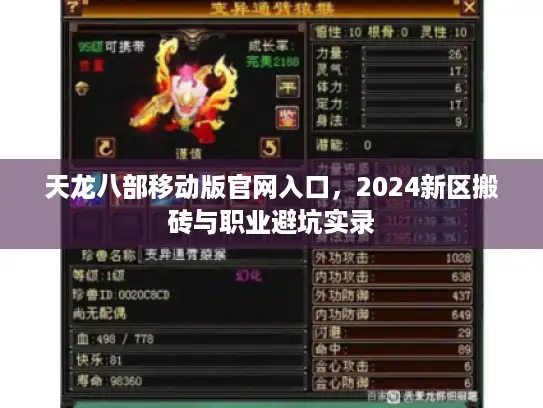 天龙八部移动版官网入口，2024新区搬砖与职业避坑实录