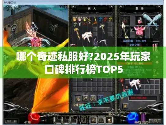 哪个奇迹私服好?2025年玩家口碑排行榜TOP5