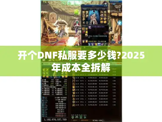 开个DNF私服要多少钱?2025年成本全拆解