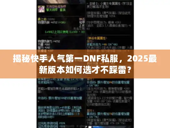 揭秘快手人气第一DNF私服，2025最新版本如何选才不踩雷？