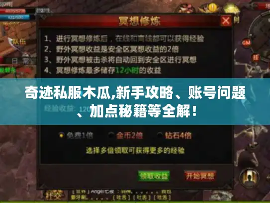 奇迹私服木瓜,新手攻略、账号问题、加点秘籍等全解！
