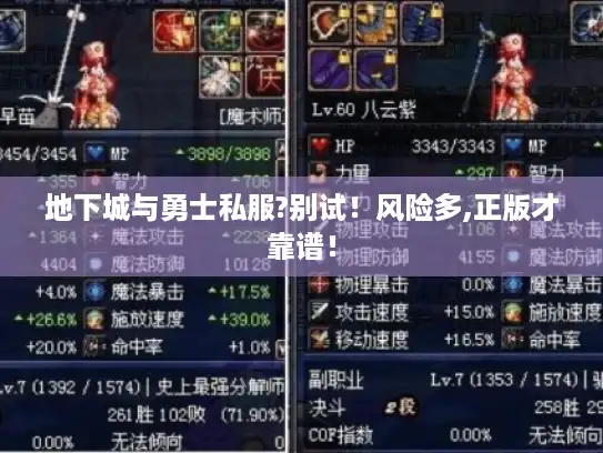 地下城与勇士私服?别试！风险多,正版才靠谱！