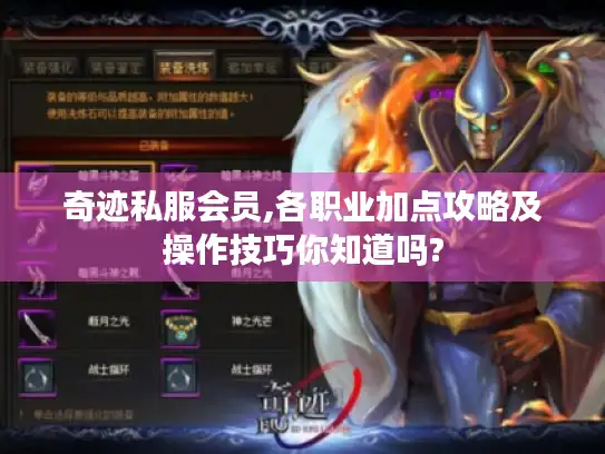 奇迹私服会员,各职业加点攻略及操作技巧你知道吗?
