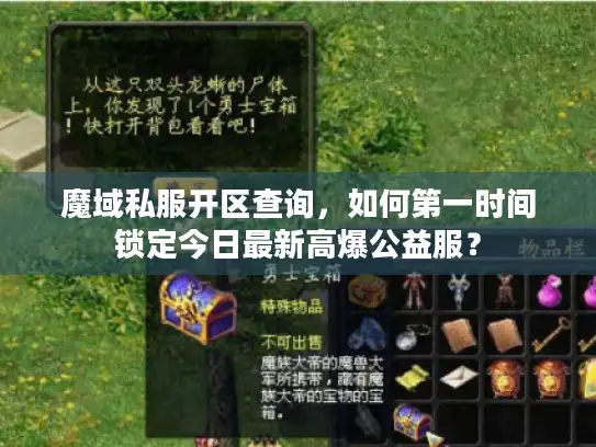 魔域私服开区查询，如何第一时间锁定今日最新高爆公益服？