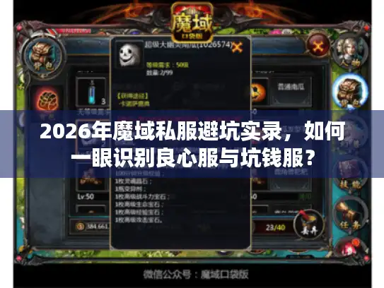 2026年魔域私服避坑实录，如何一眼识别良心服与坑钱服？