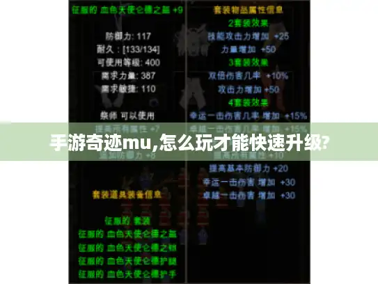 手游奇迹mu,怎么玩才能快速升级?