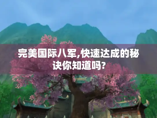 完美国际八军,快速达成的秘诀你知道吗?