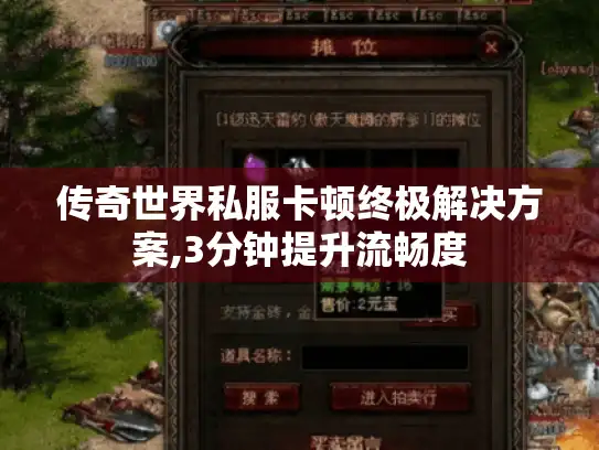 传奇世界私服卡顿终极解决方案,3分钟提升流畅度