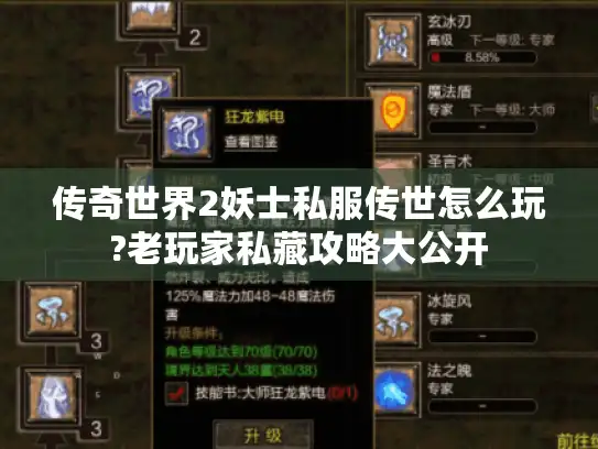 传奇世界2妖士私服传世怎么玩?老玩家私藏攻略大公开