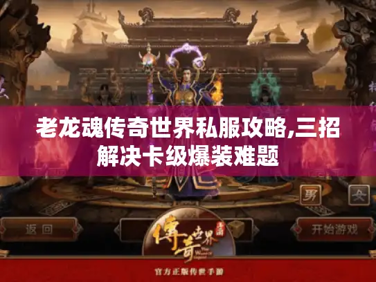 老龙魂传奇世界私服攻略,三招解决卡级爆装难题