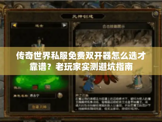 传奇世界私服免费双开器怎么选才靠谱？老玩家实测避坑指南