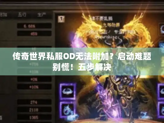 传奇世界私服OD无法附加？启动难题别慌！五步解决