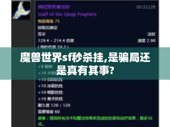 魔兽世界sf秒杀挂,是骗局还是真有其事?