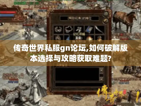 传奇世界私服gn论坛,如何破解版本选择与攻略获取难题?