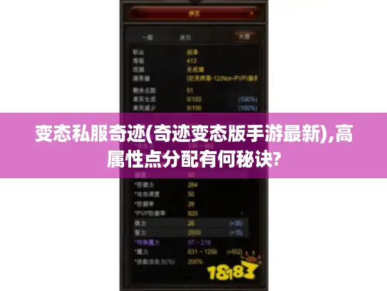 变态私服奇迹(奇迹变态版手游最新),高属性点分配有何秘诀?