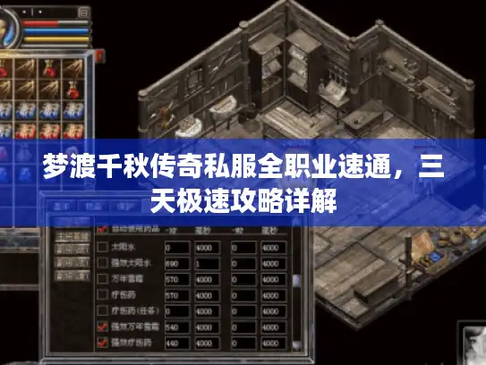 梦渡千秋传奇私服全职业速通，三天极速攻略详解