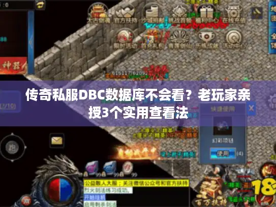 传奇私服DBC数据库不会看？老玩家亲授3个实用查看法
