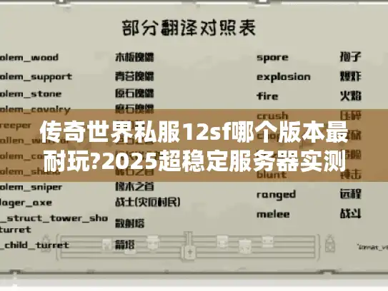 传奇世界私服12sf哪个版本最耐玩?2025超稳定服务器实测推荐