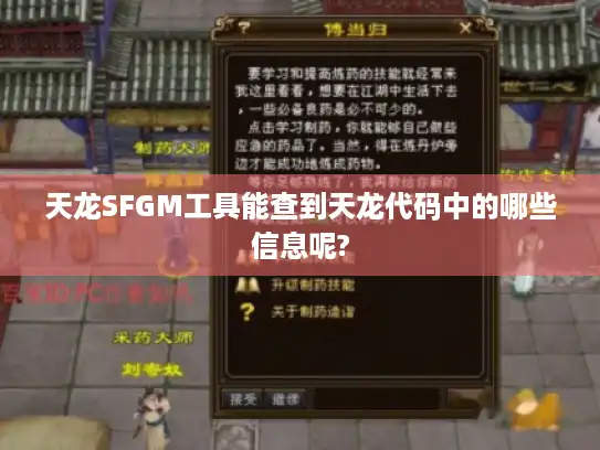 天龙SFGM工具能查到天龙代码中的哪些信息呢? 天龙SFGM工具能查到天龙代码中的哪些信息呢?