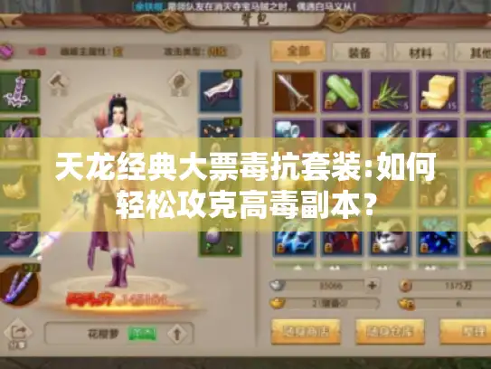 天龙经典大票毒抗套装:如何轻松攻克高毒副本？