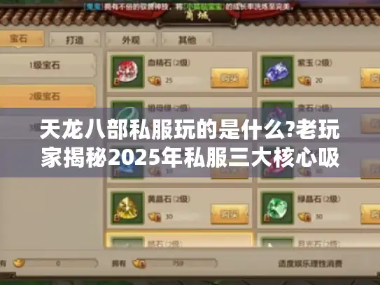 天龙八部私服玩的是什么?老玩家揭秘2025年私服三大核心吸引力!