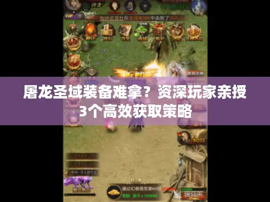 屠龙圣域装备难拿？资深玩家亲授3个高效获取策略