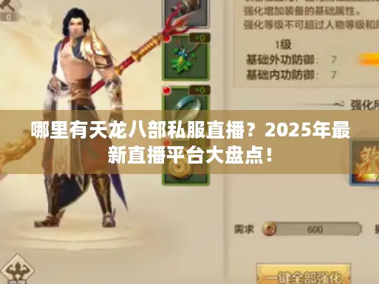 哪里有天龙八部私服直播？2025年最新直播平台大盘点！