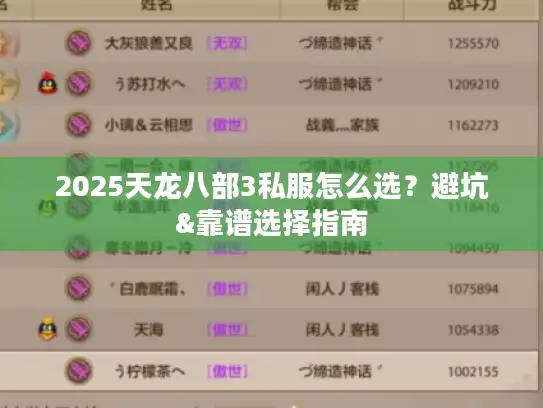 2025天龙八部3私服怎么选？避坑&靠谱选择指南