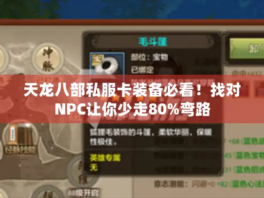 天龙八部私服卡装备必看!找对NPC让你少走80%弯路 天龙八部私服卡装备必看!找对NPC让你少走80%弯路